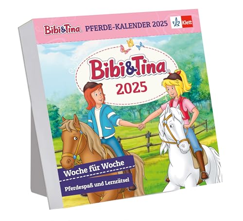 Bibi und Tina Pferde-Kalender 2025: Postkartenkalender mit Pferdespaß und Lernrätsel, 1. und 2. Klasse von Klett Lerntraining