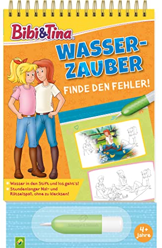 Bibi & Tina Wasserzauber | Finde den Fehler. Einfach mit Wasser malen: Mal- und Rätselbuch mit Wassertankstift für Kinder ab 4 Jahren von Schwager & Steinlein Verlag GmbH