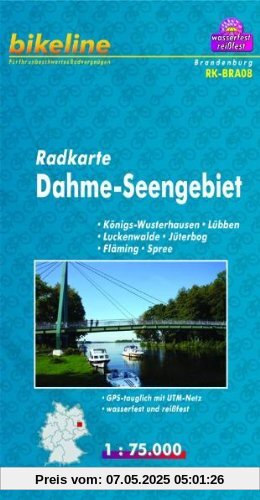 Bikeline Radkarte Dahme-Seengebiet 1 : 75 000, wasserfest und reißfest, GPS-tauglich mit UTM-Netz