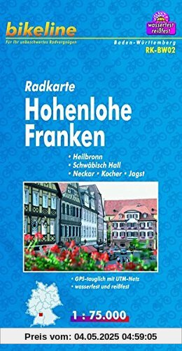 Bikeline Radkarte: Hohenlohe Franken, Heilbronn - Schwäbisch Hall - Neckar - Kocher - Jagst, RK-BW02. 1 : 75.000, wasserfest/reißfest, GPS-tauglich mit UTM-Netz