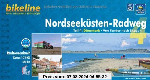 Bikeline Radtourenbuch, Nordseeküsten-Radweg Teil 4: Dänemark. Von Tonder nach Skagen, 1 : 75 000, 560 km, wetterfest/reißfest; GPS-Tracks Download