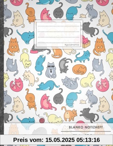 Blanko Notizbuch • A4-Format, 100+ Seiten, Soft Cover, Register, „Verückte Katzen“ • Original #GoodMemos Blank Notebook • Perfekt als Zeichenbuch, Skizzenbuch, Blankobuch, Leeres Tagebuch Blanko Notizbuch • A4-Format, 100+ Seiten, Soft Cover, Register, „Verückte Katzen“ • Original #GoodMemos Blank Notebook • Perfekt als Zeichenbuch, Skizzenbuch, Blankobuch, Leeres Tagebuch