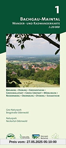 Blatt 1, Bachgau-Maintal: Wander- und Radwanderkarte 1:20.000. Mit Breuberg, Dieburg, Großostheim, Großwallstadt, Groß-Umstadt, Mömlingen, ... und Naturpark Neckartal-Odenwald)