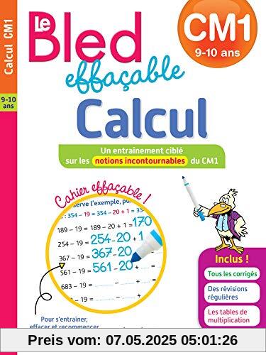 Bled effaçable calcul CM1 : 9-10 ans
