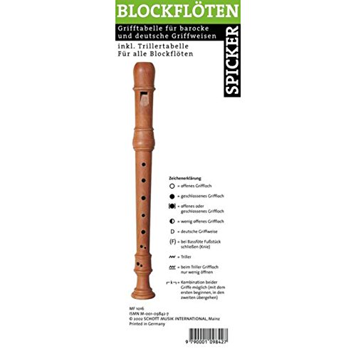 Blockflöten Spicker: Die praktische Grifftabelle für alle Blockflöten. Blockflöte.