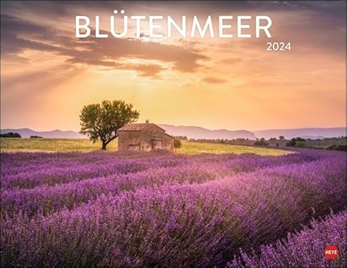 Blütenmeer Posterkalender 2024. Wandkalender mit 12 beeindruckenden Landschaftsfotos. Dekorativer Jahres-Kalender mit üppigen Blumenwiesen. 44x34 cm. Querformat.