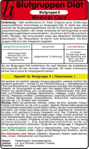 Blutgruppen Diät - Blutgruppe 0 - Medical Card