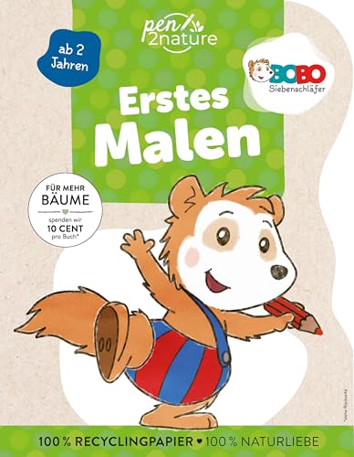 Bobo Siebenschläfer Erstes Malen ab 2 Jahren: Konturengestanztes Malbuch mit 39 einfachen Motiven und großen Ausmalflächen für kleine Hände von Pen2nature