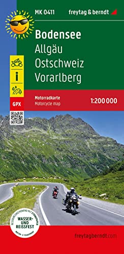 Bodensee, Motorradkarte 1:200.000, freytag & berndt: Allgäu - Ostschweiz - Vorarlberg, mit Tourenbeschreibungen, GPX Tracks, wasserfest und reißfest (freytag & berndt Motorradkarten)