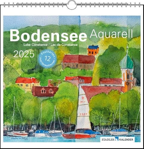 Bodensee Aquarell 2025: Postkarten-Tischkalender von Stadler Kalender
