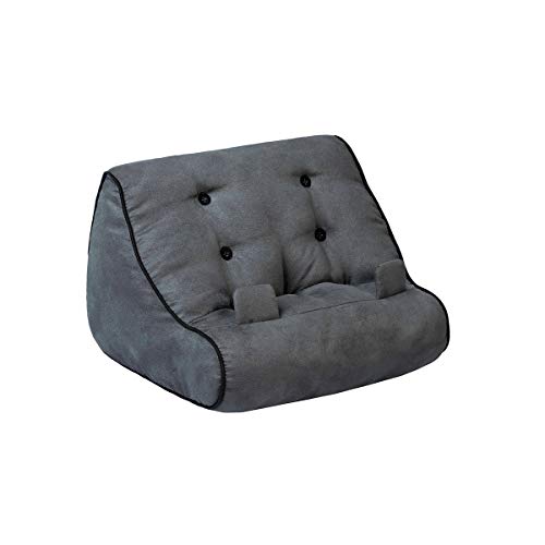 Bookcouch Grau - Lesekissen für Bücher und Tablets - Buchständer - Tablethalter - Lesehillfe - Deutsche Ausgabe: Bequem weich und formstabil - mit Seitenhalter und Tasche von Bookchair Vertrieb