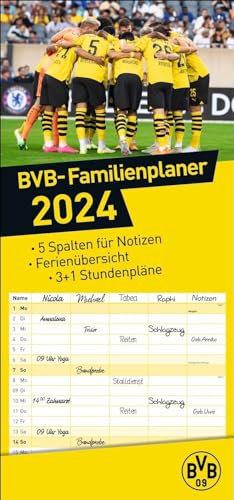Borussia Dortmund Familienplaner 2024. Der Kalender für Fußball-Familien: Terminplaner mit 5 Spalten und den Stars des BVB. Ein Familien-Kalender mit viel Platz für Notizen. von Heye