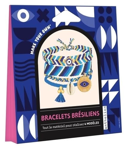 Bracelets brésiliens: Avec 5 échevettes de fil de coton, 3 mètres de fil doré, 1 breloque émaillée porte-bonheur, 1 perle oeil de la chance, 1 coquillage protecteur, 5 perles dorées von FLEURUS