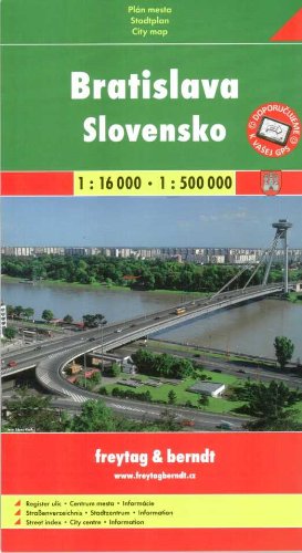 Bratislava + Slovensko 1:16.000/1:500.000: Shocart Stadtplan von Freytag + Berndt