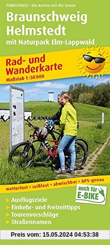 Braunschweig - Helmstedt mit Naturpark Lappwald: Rad- und Wanderkarte mit Ausflugszielen, Einkehr- & Freizeittipps, wetterfest, reissfest, abwischbar, GPS-genau. 1:50000 (Rad- und Wanderkarte / RuWK)