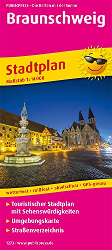 Braunschweig, Stadtplan 1:14.000: Touristischer Stadtplan 1273 mit Sehenswürdigkeiten und Straßenverzeichnis (Stadtplan: SP)