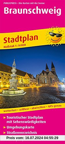 Braunschweig: Touristischer Stadtplan mit Sehenswürdigkeiten und Straßenverzeichnis. 1:16000 (Stadtplan / SP)