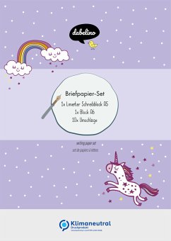 Liniertes Briefpapier-Set für Kinder: Einhorn (für Mädchen, rosa, lila) von dabelino