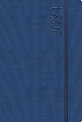 Buchkalender Struktur dunkelblau 2024: Terminplaner groß. DIN A5 Terminkalender Ringbuch mit Wochenkalender, Gummiband und Jahresplaner 2024/2025 von Korsch Verlag