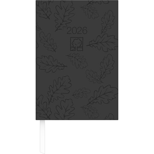 Buchkalender schwarz 2026 - Bürokalender 14,5x21 cm - 1 Tag auf 1 Seite - Kartoneinband, Recyclingpapier - Stundeneinteilung 7 - 19 Uhr - 876-0721 von ZETTLER Kalender