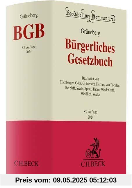 Bürgerliches Gesetzbuch: mit Nebengesetzen insbesondere mit Einführungsgesetz (Auszug) einschließlich Rom I-, Rom II- und Rom III-Verordnungen sowie ... (Beck'sche Kurz-Kommentare)