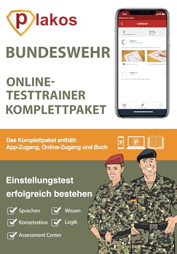 Einstellungstest Bundeswehr: Buch mit Online-Testtrainer und Lern-App | Eignungstest im Auswahlverfahren erfolgreich bestehen | 2.500 Aufgaben und ... ... Computertest, Logik, Konzentration, Sprache Einstellungstest Bundeswehr: Buch mit Online-Testtrainer und Lern-App | Eignungstest im Auswahlverfahren erfolgreich bestehen | 2.500 Aufgaben und ... ... Computertest, Logik, Konzentration, Sprache von Plakos GmbH