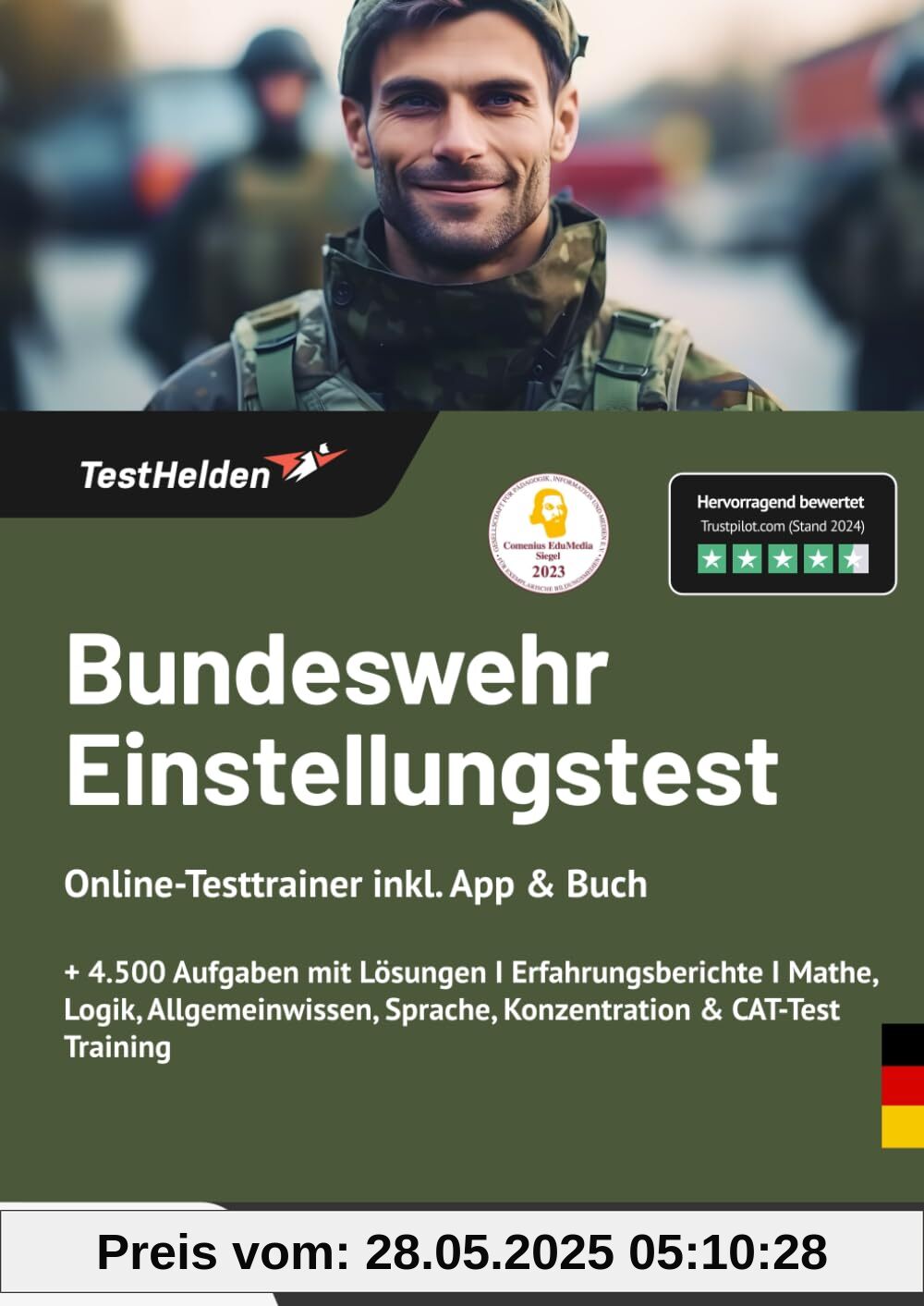 Bundeswehr Einstellungstest Online-Testtrainer inkl. App & Buch I + 4.500 Aufgaben mit Lösungen I Erfahrungsberichte I Mathe, Logik, Allgemeinwissen, Sprache, Konzentration & CAT-Test Training