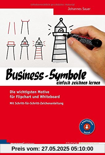 Business-Symbole einfach zeichnen lernen. Die wichtigsten Motive für Flipchart und Whiteboard. Mit Schritt-für-Schritt-Zeichenanleitung