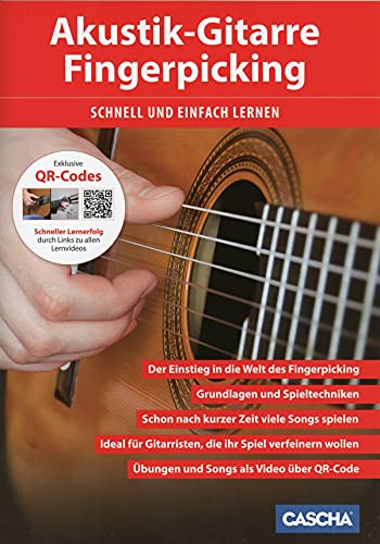 CASCHA Akustik-Gitarre Fingerpicking - Schnell und einfach lernen: Schneller Lernerfolg durch Lernvideos über QR-Code