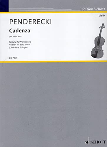 Cadenza: per viola sola. Violine. (Edition Schott)