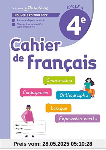 Cahier de Français cycle 4/4e - cahier d'activités - Ed. 2022