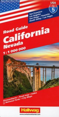 California, Nevada Straßenkarte 1:1 Mio., Road Guide Nr. 5 von Hallwag Kümmerly & Frey / Rand McNally, Ch.