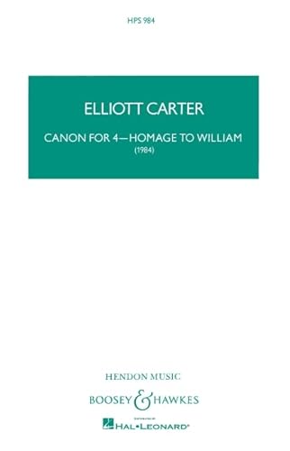 Canon for Four: Homage to William. Flöte, Bass-Klarinette, Violine und Violoncello. Studienpartitur.: For Flute, BB Bass Clarinet, Violin and Cello (Hawkes Pocket Scores) von Boosey & Hawkes