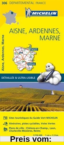 Carte Aisne, Ardennes, Marne Michelin