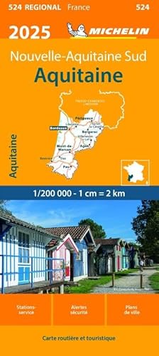 AQUITAINE 10524 2025: wegenkaart schaal 1:200.000 (Regionale kaarten Michelin)