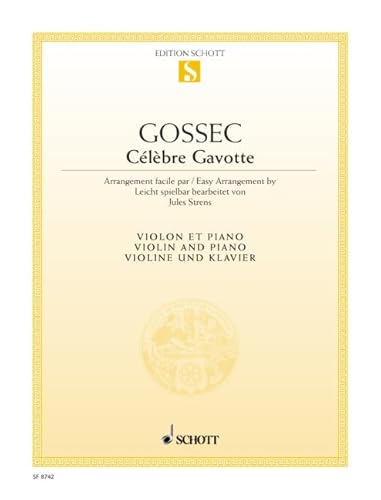 Célèbre Gavotte: Violine und Klavier. Einzelausgabe. von Schott