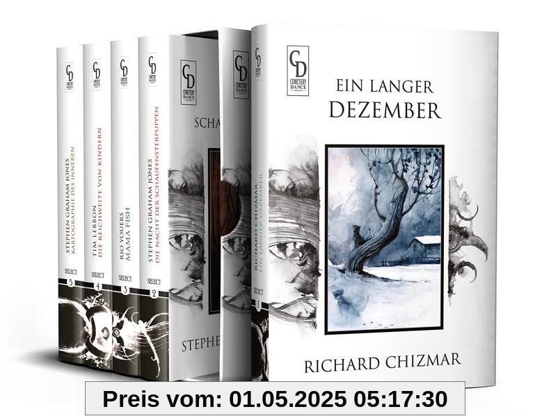 Cemetery Dance Germany SELECT '22: Alle fünf Bände der 2022er Ausgabe von Cemetery Dance Germany SELECT im Sammlerschuber. (Cemetery Dance Germany SELECT '22: erschienen im Buchheim Verlag)