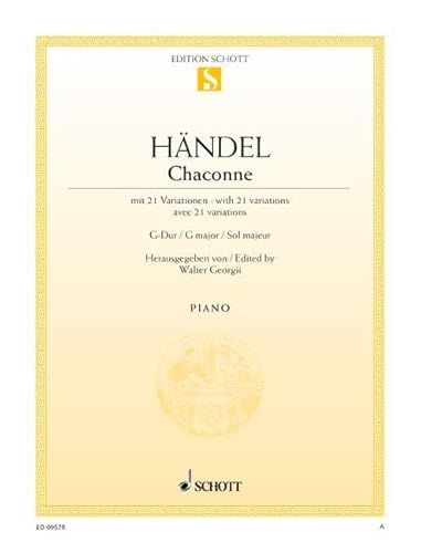 Chaconne G-Dur: mit 21 Variationen. Klavier.: avec 21 variations. piano. (Edition Schott Einzelausgabe)