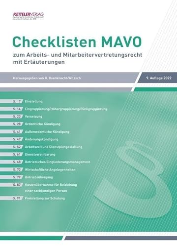 Checklisten MAVO 2022: zum Arbeits-und Mitarbeitervertretungsrecht mit Erläuterungen von Ketteler Verlag