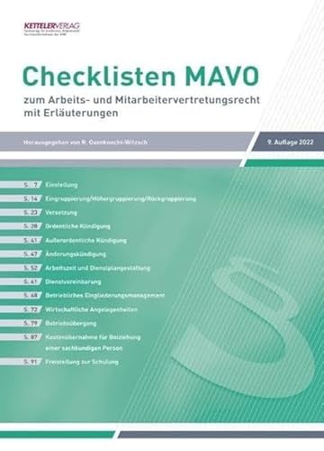 Checklisten MAVO: zum Arbeits-und Mitarbeitervertretungsrecht mit Erläuterungen von Ketteler Verlag