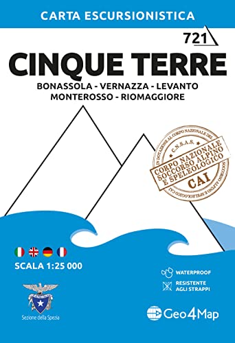 Cinque Terre Bonassol: Wanderkarte 1:25000 (Carta escursionistica)