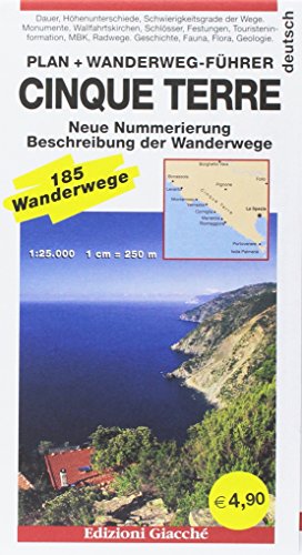 Cinque terre. Plan + Wanderweg-Führer. 185 Wanderwege, Maßtab 1:25.000