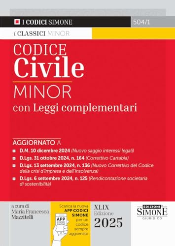 Codice civile. Ediz. minor. Con app (I Codici Simone minor) von Edizioni Giuridiche Simone