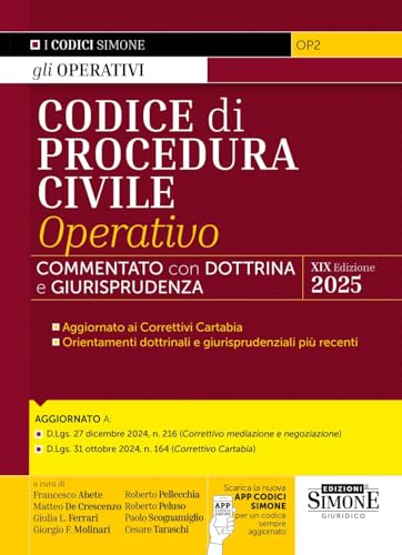 Codice di procedura civile operativo. Annotato con dottrina e giurisprudenza. Con App Codici Simone. Con aggiornamento online (Codici operativi) von Edizioni Giuridiche Simone