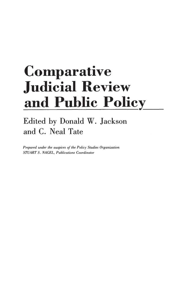 Comparative Judicial Review and Public Policy von Praeger