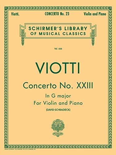 Concerto No. 23 in G Major: Score and Parts: Schirmer Library of Classics Volume 444 Score and Parts