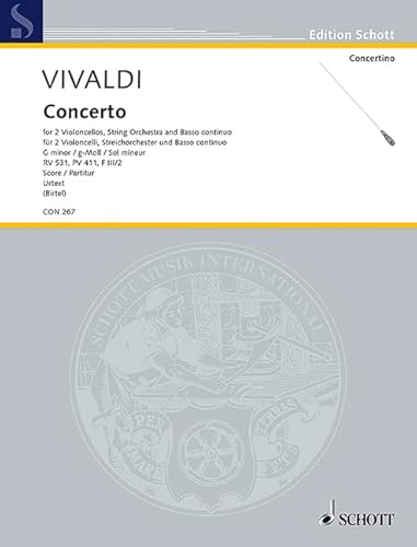 Concerto g-Moll: Urtext. RV 531, PV 411, F III/2. 2 Violoncelli, Streichorchester und Basso continuo. Partitur. (Concertino)