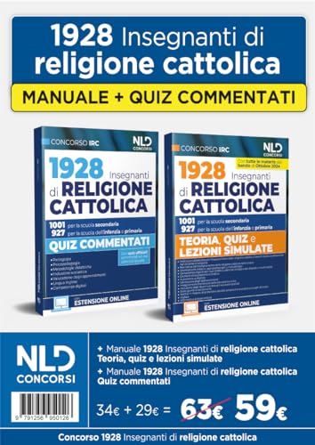 Concorso 1928 posti per insegnanti di religione cattolica. Kit Manuale + Quiz commentati per la preparazione al concorso von Nld Concorsi