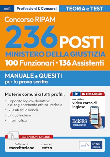 Concorso 236 posti Ministero della giustizia. Materie comuni per la prova scritta. Con software di esercitazione von Edises professioni & concorsi
