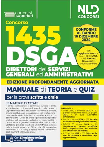 Concorso DSGA. 1435 direttori dei servizi generali ed amministrativi. Kit con manuale + quiz con soluzioni guidate e commentate von Nld Concorsi